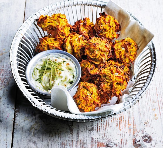 Baked onion bhajis