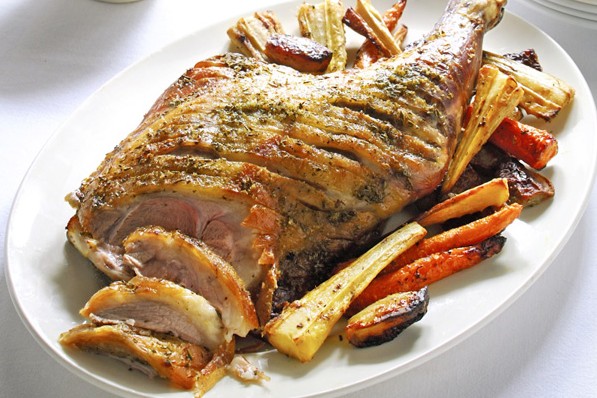 Roast Lamb Shoulder Recipe With Roast Vegetables And Onion Sauce