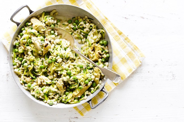 Courgette and Pea Risotto Recipe with Artichoke