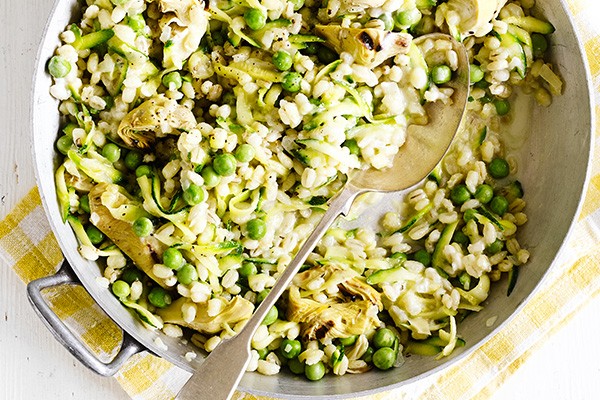 Courgette and Pea Risotto Recipe with Artichoke