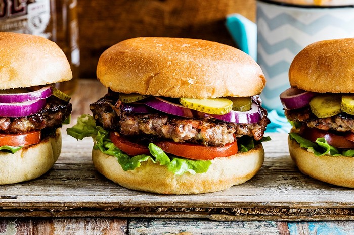 Bacon and blue cheese-stuffed burger