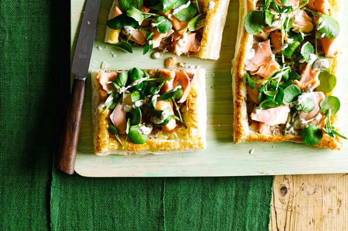 Salmon and Watercress Tarts