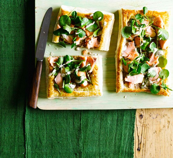 Salmon and Watercress Tarts