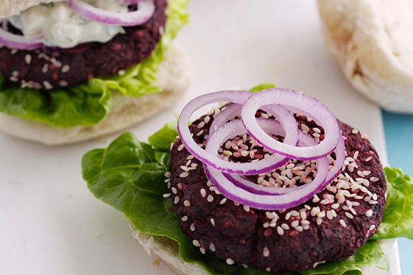 Veggie Burger Recipe For Beetroot Burgers With Feta Sauce