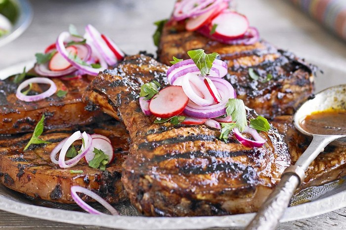 Thomasina Miers’ Mexican pork chops in a lime and ancho marinade