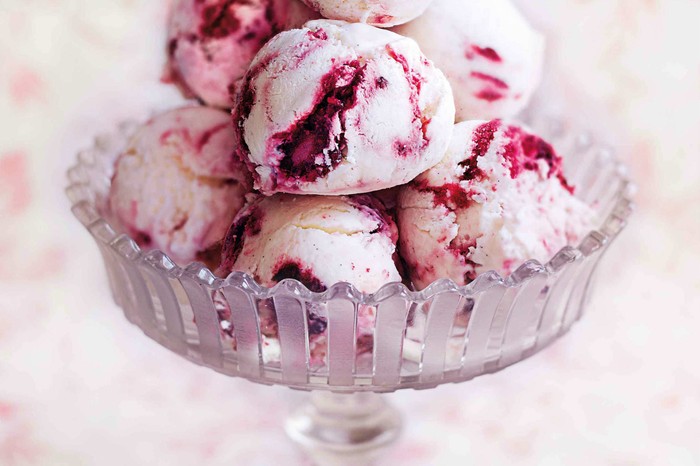 Blackberry and Raspberry-Ripple Ice Cream Recipe with Blackberries and Almond Tuilles