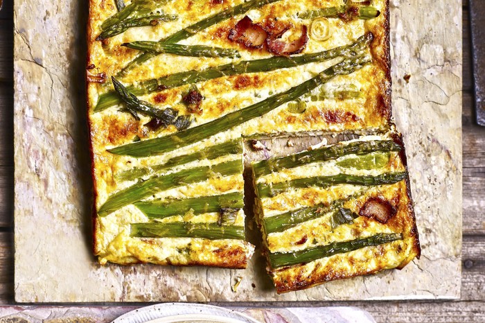 Asparagus Crustless Quiche Recipe Crustless asparagus and bacon quiche