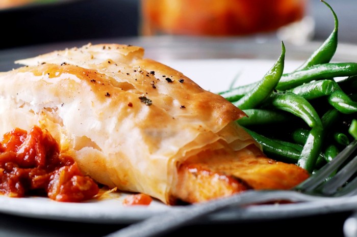 Salmon Filo Parcels Recipe with Tomato and Ginger Jam