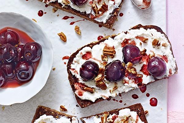 Cherry Toasts With Goat's Curd