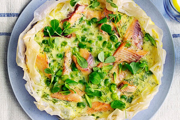 Filo Tart Recipe with Trout and Broad Beans