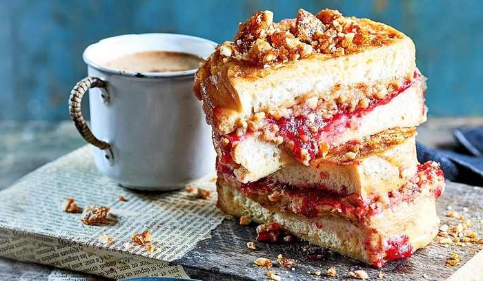 PB&J French toast with peanut brittle