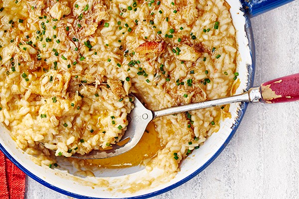 Brown-buttered crab risotto