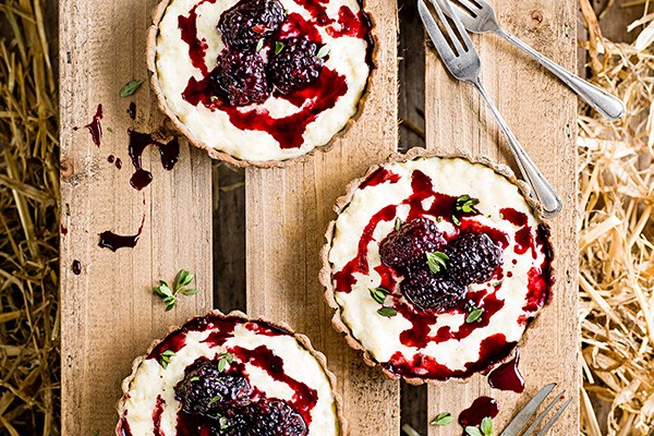 Buckwheat Tarts Recipe with Rice Pudding and Blackberries