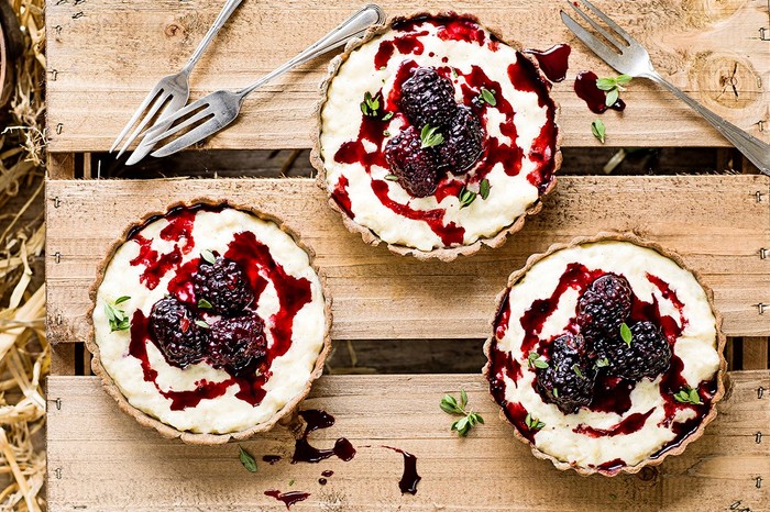 Buckwheat Tarts Recipe with Rice Pudding and Blackberries