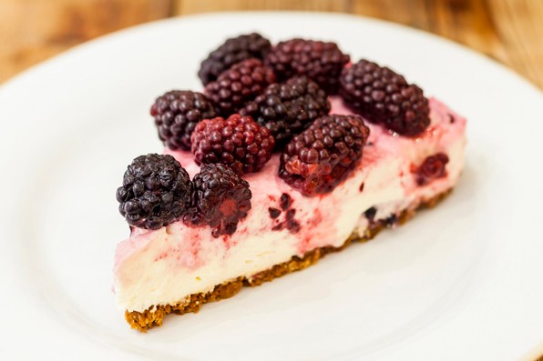 No Bake Blackberry Cheesecake Recipe with Poached Blackberries