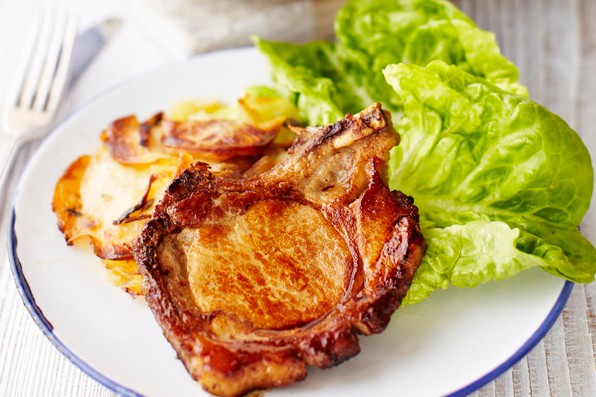 Pork Chops Recipe with Boulangère Potatoes