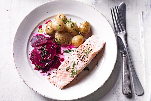 Ginger Salmon Recipe with Beetroot Pickles