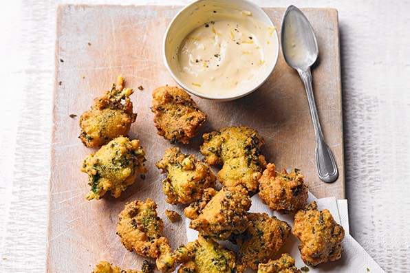 Kale Hush Puppies Recipe With Lemon Aïoli Recipe