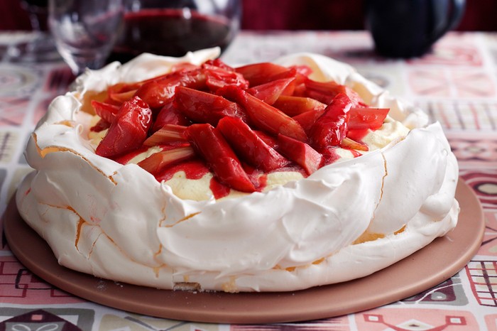 Rhubarb and Custard Pavlova Recipe