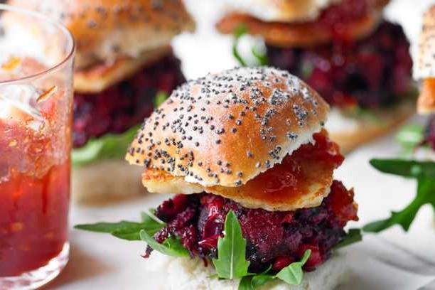 beetroot and halloumi sliders with chilli jam