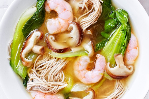 Prawn Noodle Soup With Miso and Mushrooms