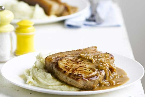 Pork chops with apple mash