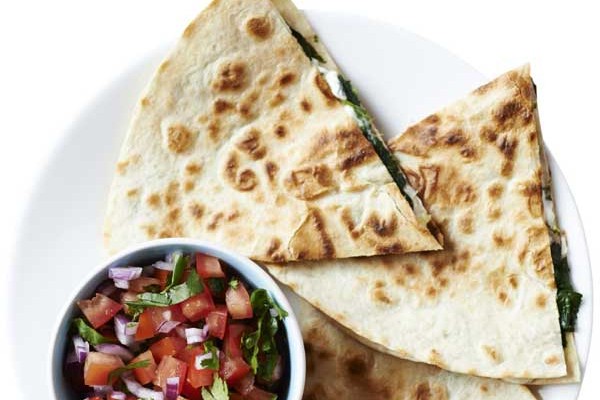 Spinach and Feta Quesadillas Recipe with Tomato Salsa