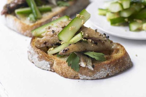 Mackerel on Toast Recipe with Pickled Cucumbers