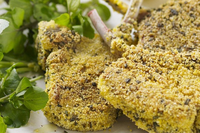 Herb and polenta crusted lamb