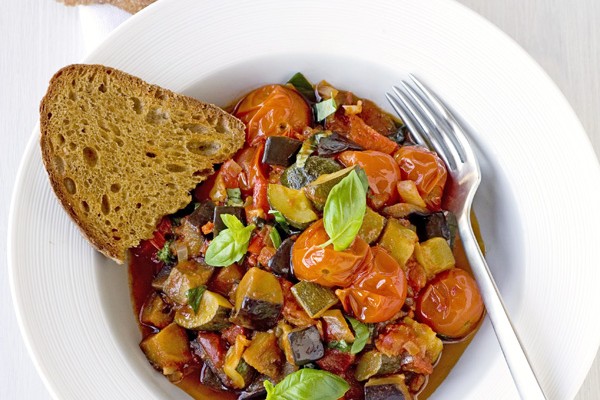 Ratatouille with crisp garlic sourdough