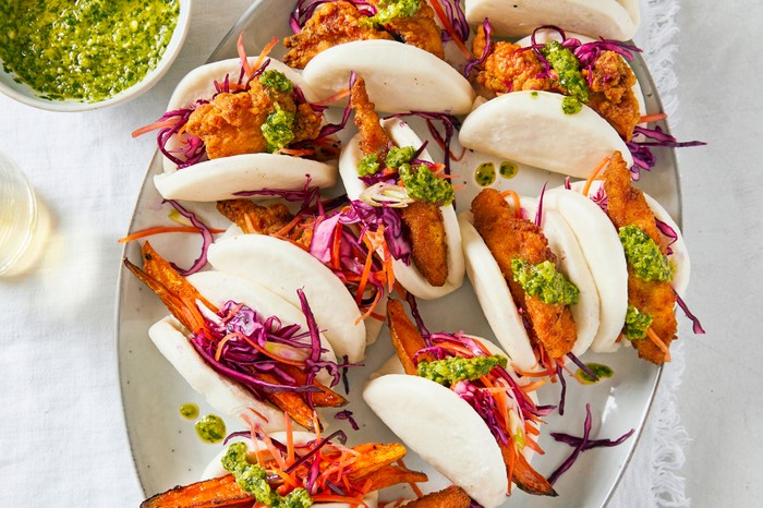 Large plate of filled bao buns