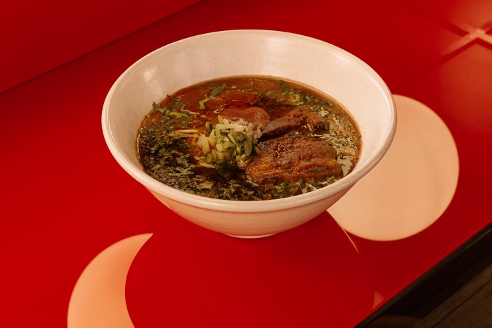 A bowl of noodle soup at BAO Noodle SHop Shoreditch