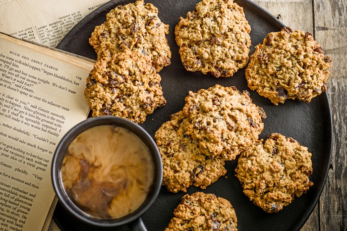 Cookies next to tea