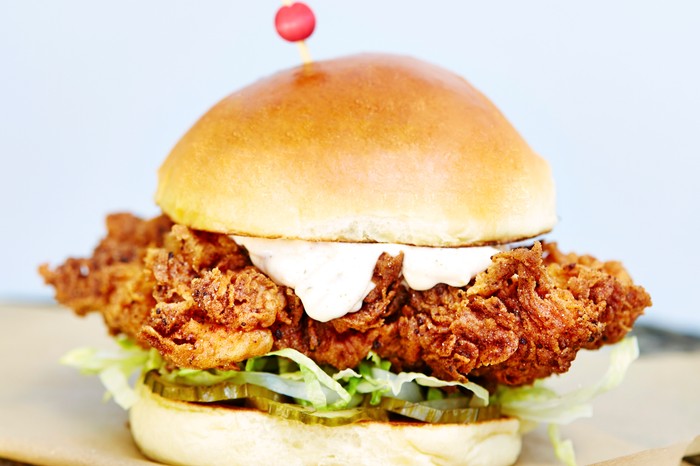 Butchies' buttermilk fried chicken burger on a plate