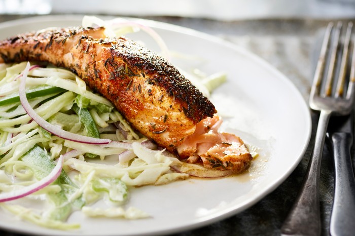 Cajun Salmon Recipe with Green Slaw