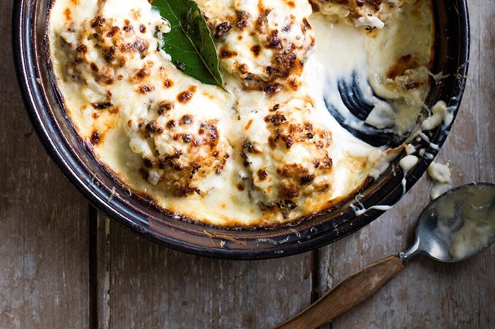 cauliflower three cheese gratin