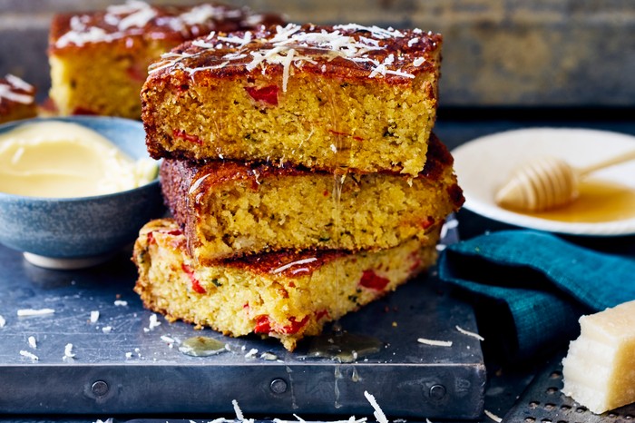 Sage, Honey & Roasted Red Pepper Cornbread Recipe Sage, Honey & Roasted Red Pepper Cornbread Recipe