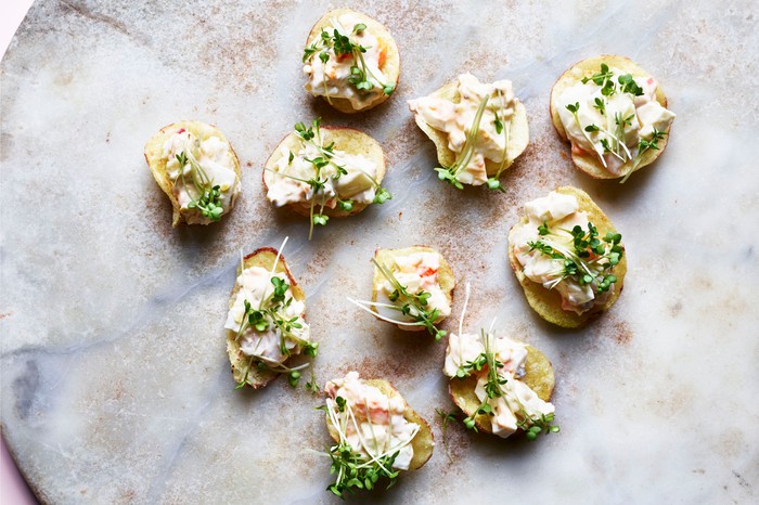 Chopped Egg Salad Canapé Recipe on Crisps