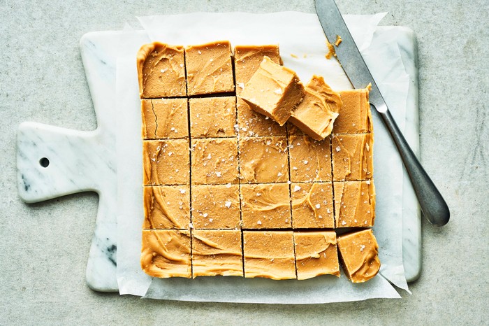 Easy Fudge Recipe on a marble board