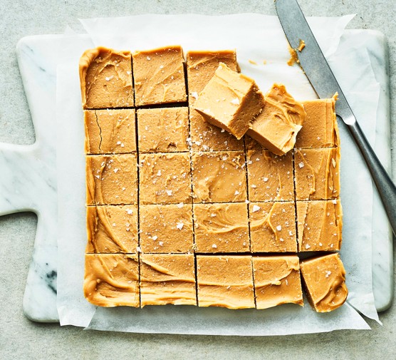 Easy Fudge Recipe on a marble board