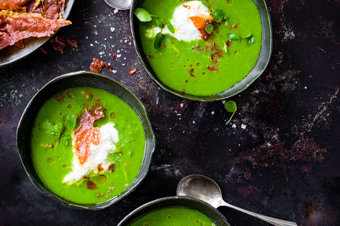 Green Gazpacho Recipe with Burrata and Prosciutto