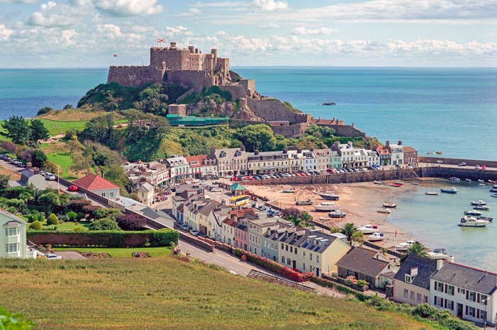 On the coast at Gorey Castle in Jersey, The Channel Islands