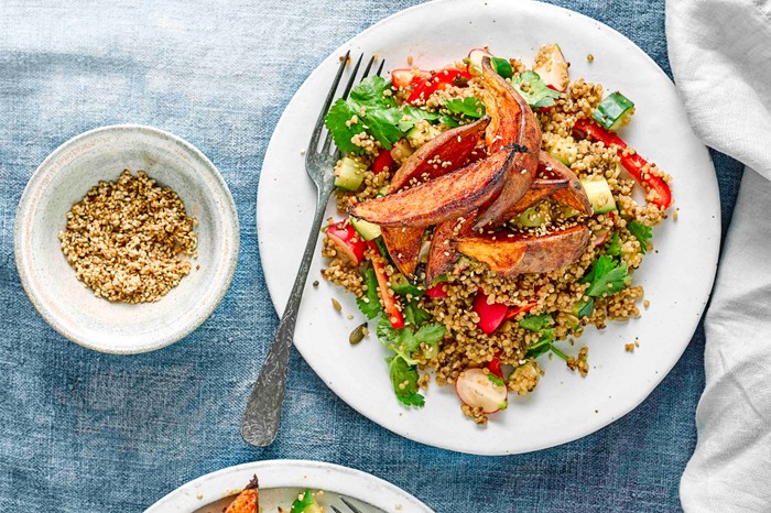 40 vegetarian salad recipes Sweet potato salad recipe with mixed grains