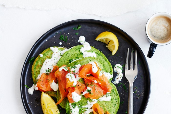 Spinach Pancake Recipe with Smoked Salmon