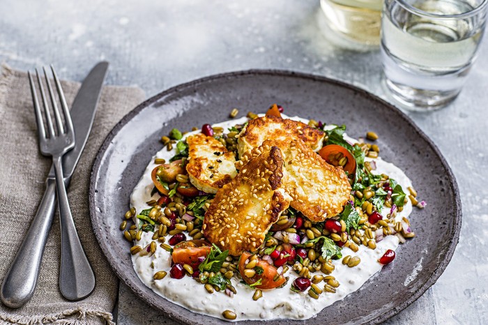 Sesame Halloumi Recipe With Tabbouleh