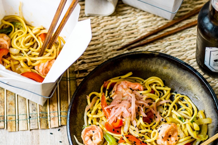 Yaki Soba Noodles with King Prawns