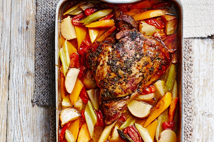 Easy Lamb Hotpot Recipe with Autumn Vegetables Lamb and slices of autumn veg served in a baking dish