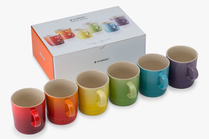 Le Creuset Stoneware Rainbow Mugs, 350ml, Set of 6, Assorted, £85 copy Le Creuset Stoneware Rainbow Mugs, 350ml, Set of 6, Assorted, £85 copy
