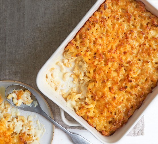 Mac and cheese in a baking dish