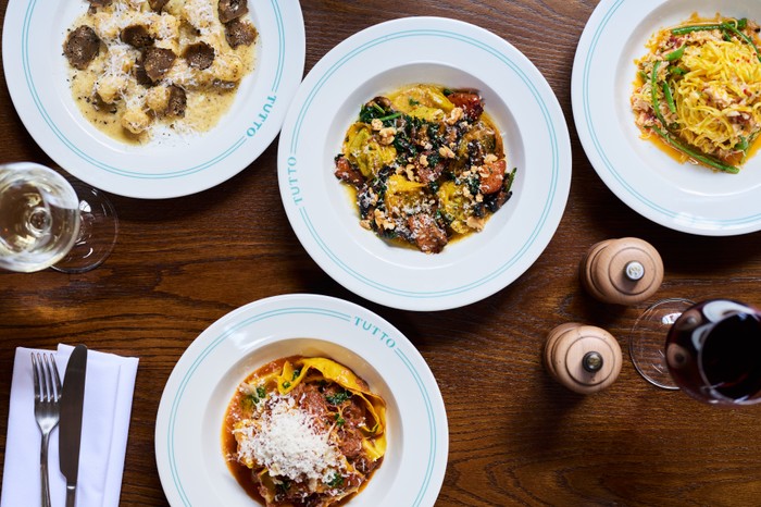 Tutto A variety of pasta dishes at Tutto in Brighton, including a Cacio e Pepe gnocchi